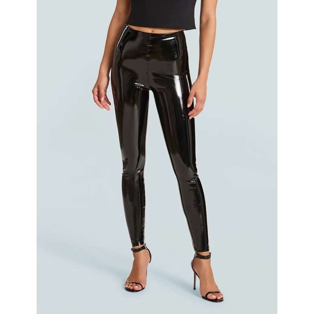 NWOT Commando Control Top Faux Patent Leather Leggings Black Size LARGE USA MADE